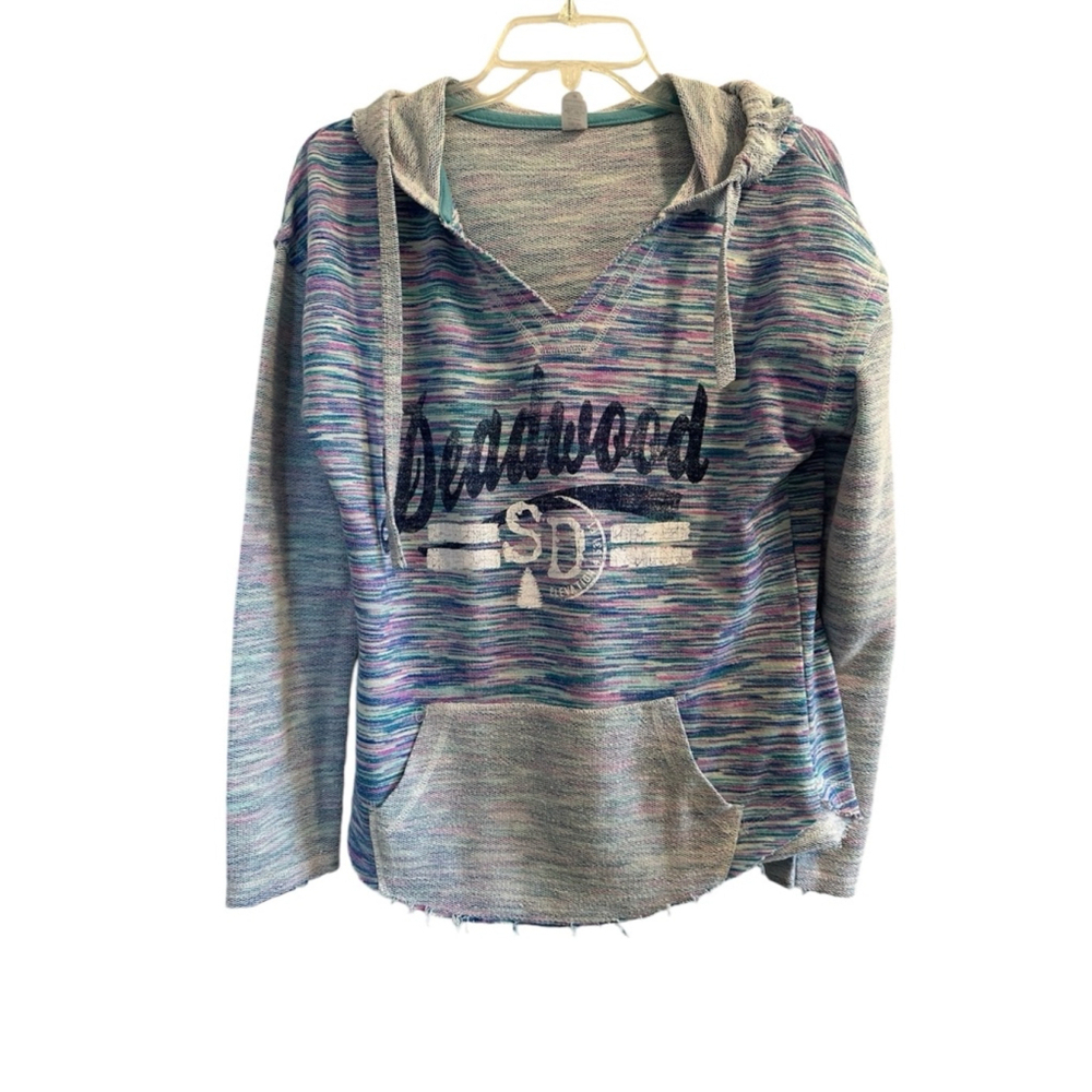 Salt Creek Deadwood SD Womens Lightweight Hoodie Medium Distressed Casual Blue